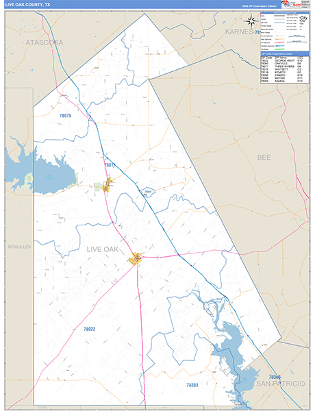 Live Oak County, TX Zip Code Map